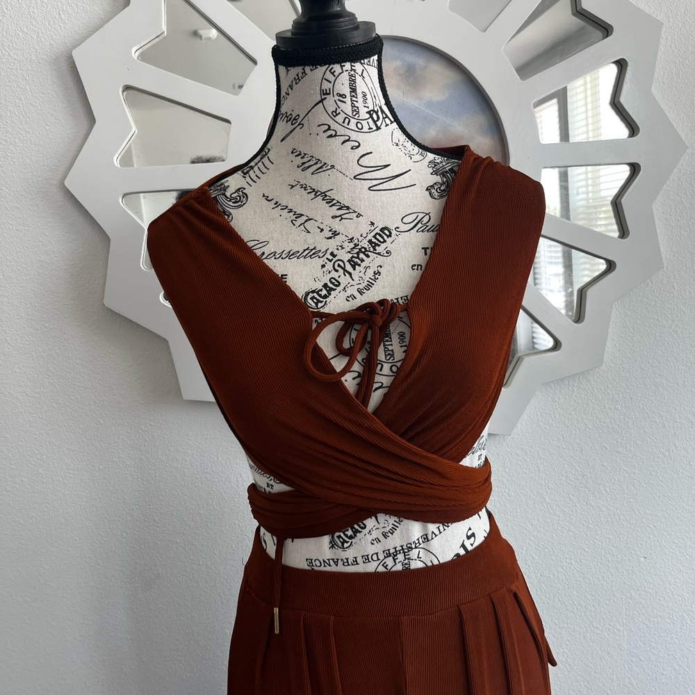 Burnt Orange/ Brown Versatile Halter Jumpsuit - image 4